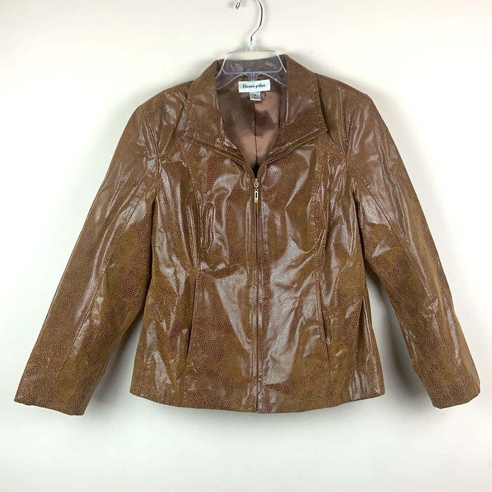 Preston & York Snake Print Front Zip Leather Jacket